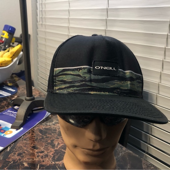 Oneill Men’s Black Green Baseball Snap Back Hats Size One - Picture 7 of 13